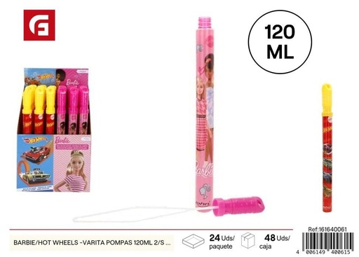 [161640061] Varita de pompas Barbie/Hot Wheels 120ml - Juguetes de pompas