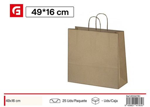[201241761] Bolsa de papel kraft con asas 46*16+16 cm- Material de regalos y envoltorios