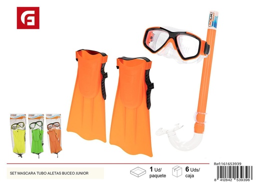[161653939] Set de máscara, tubo y aletas de buceo junior