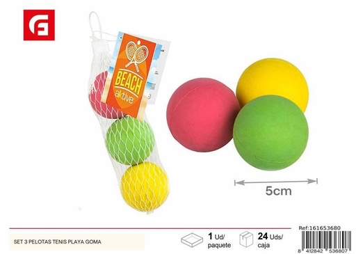 [161653680] Set de 3 pelotas de tenis de goma para playa - Juguetes de verano y deportes al aire libre
