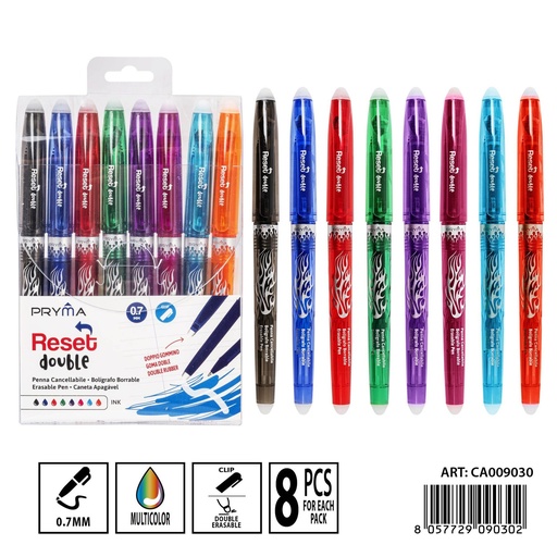 [0236729] Bolígrafo borrable 0.7 mm 8 piezas - Papelería de escritura