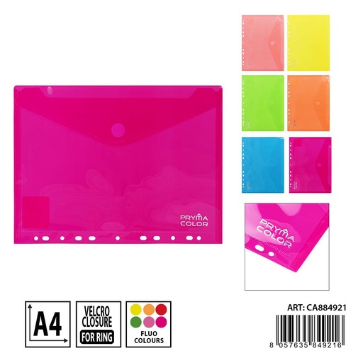 [0237151] Carpeta de velcro multitaladro A4 flúo - Carpetería y organización de documentos