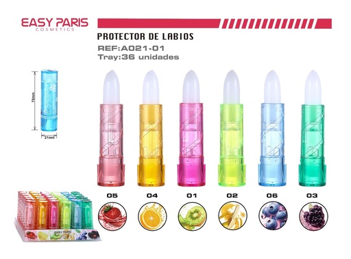 [A021-01] Protector labial aroma frutas 36/u - Cuidado personal y cosméticos