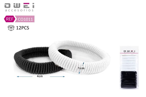 [8432894610119] Pack goma B/N 12 unidades CO1011 OW - Accesorios de pelo y moda