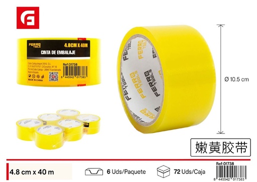 [01738] Cinta adhesiva de embalaje amarilla 48 mm x 40 m - Herramientas de ferretería