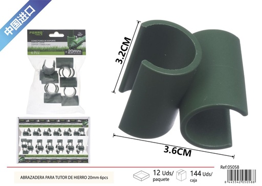 [05058] Abrazadera para tutor de hierro 20 mm 6 piezas - Accesorios de jardinería