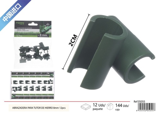 [05055] Abrazadera para tutor de hierro 8 mm 12 piezas - Accesorios de jardinería