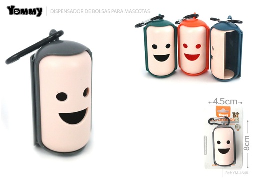 [YM4648] Portabolsas con cara sonriente 8*4.5 cm - Accesorios para mascotas