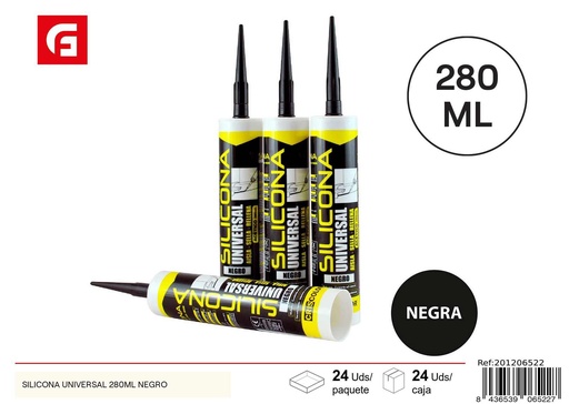 [201206522] Silicona universal 280ml negro - Selladores y adhesivos