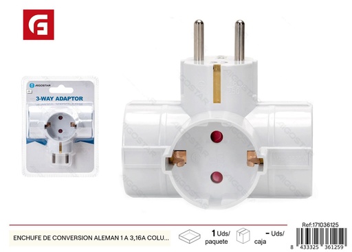 [171036125] Enchufe de conversión alemán 1 a 3 16A - Accesorios eléctricos