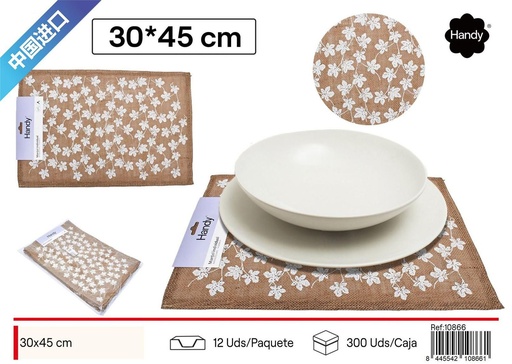[10866] Salvamantel de lino estampado 30*45 cm - Textil para el hogar y salvamanteles
