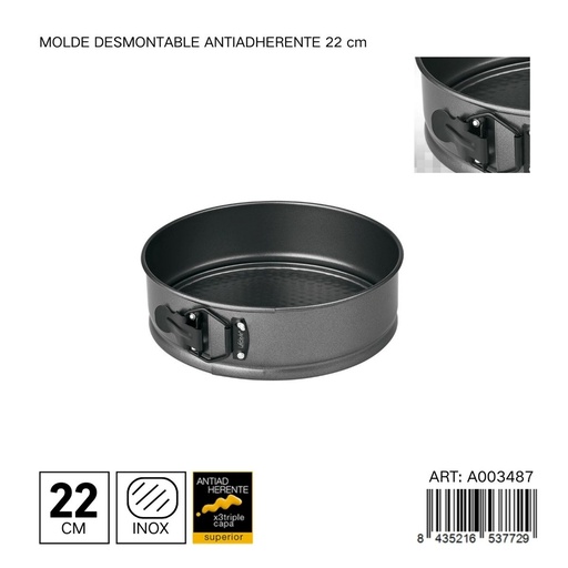 [A003487] Molde desmoldable antiadherente redondo 22 cm - Utensilios para repostería