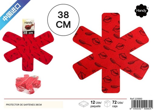 [10980] Protector de sartenes 38 cm color rojo - Utensilios de cocina y protectores