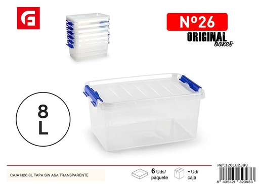 [120182398] Caja N26 8L tapa sin asa transparente - Plásticos para el hogar y cajas de almacenamiento