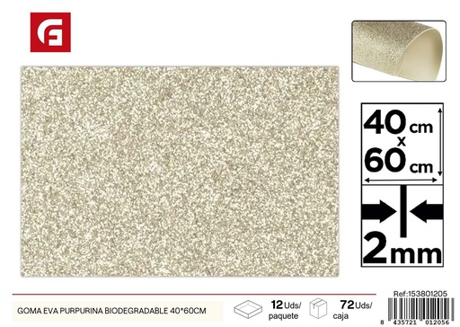 [153801205] Goma EVA purpurina biodegradable 40*60cm - Materiales de manualidades