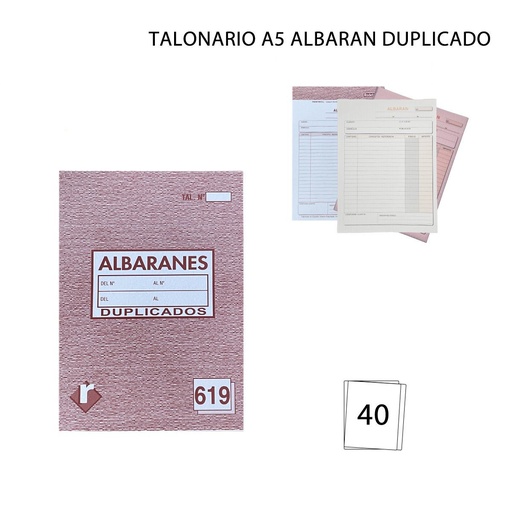 [A000708] Talonario A5 albarán duplicado 20+20 hojas - Papelería y formularios