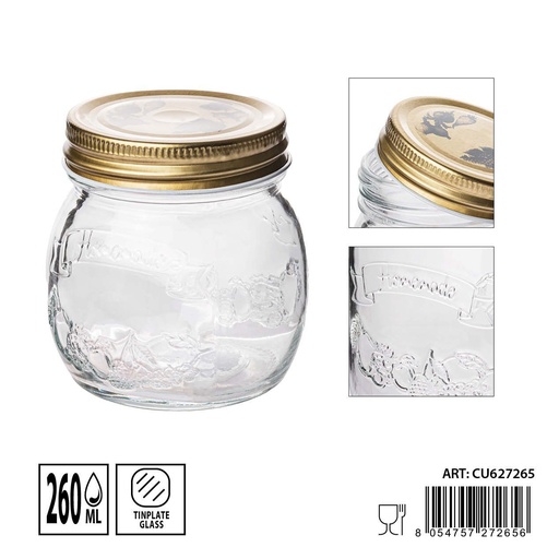 [0235301] Tarro de cristal 260 ml 8.1x8.1x8.8 cm - Envases de vidrio para cocina