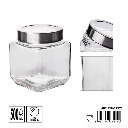[0235306] Tarro de cristal 500ml 9x9x10.5 cm - Utensilios de almacenamiento