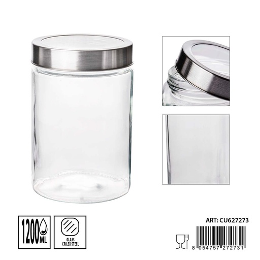 [0235309] Tarros de cristal 1200ml 11.2X11.2X17cm - Artículos de hogar y tarros de almacenamiento