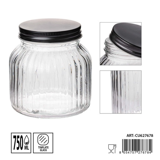 [0235315] Tarros de cristal 750ml dimensiones 11x11x13cm - Artículos de hogar y tarros de almacenamiento