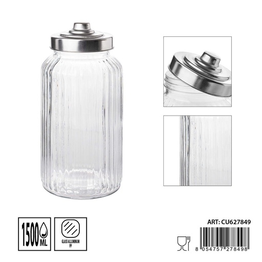 [0236154] Tarros de cristal con tapa de aluminio 1500ml dimensiones 11.5X24cm - Artículos de hogar y tarros de almacenamiento