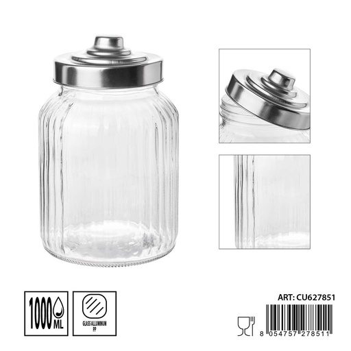 [0236156] Tarros de cristal con tapa de aluminio 1000ml dimensiones 11.5X18cm - Artículos de hogar y tarros de almacenamiento