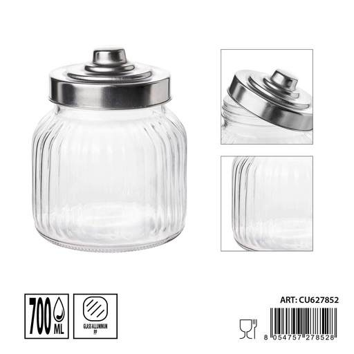 [0236157] Tarros de cristal con tapa de aluminio 700ml dimensiones 11.5X14cm - Artículos de hogar y tarros de almacenamiento