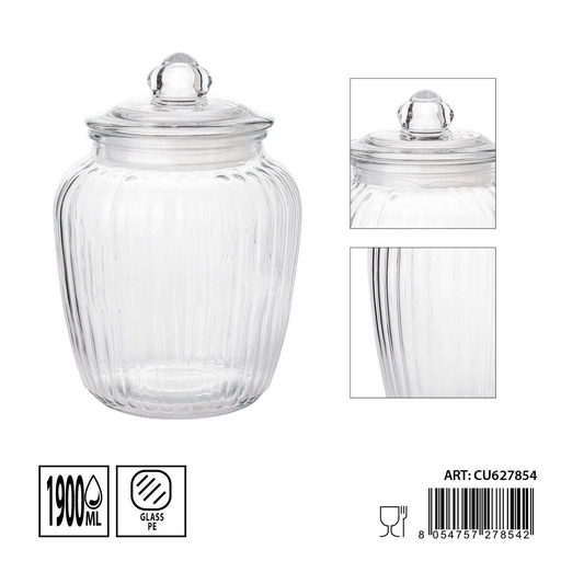 [0236159] Tarros de cristal con tapa 1900ml dimensiones 14X20.5cm - Artículos de hogar y tarros de almacenamiento