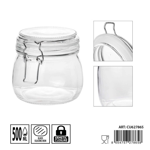 [0236170] Tarro hermético de cristal 500 ml 11x11 cm - Recipientes de vidrio para conservación