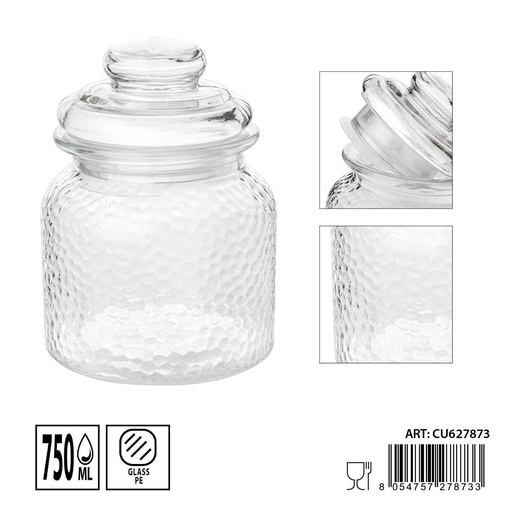 [0236178] Tarro de cristal con tapa 750 ml - Organizador para alimentos (11x15 cm)