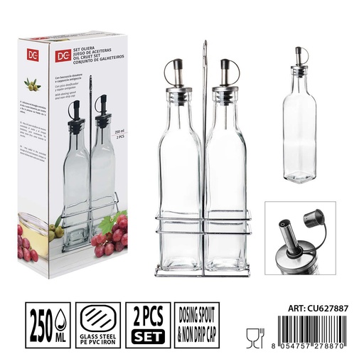 [0236192] Aceitera de cristal 250 ml 2 piezas 4.5x25 cm - Accesorios de cocina