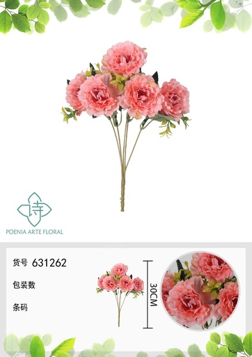 [631262ROSA] Ramo de flores artificiales de peonía DY de 30 cm - Decoración floral