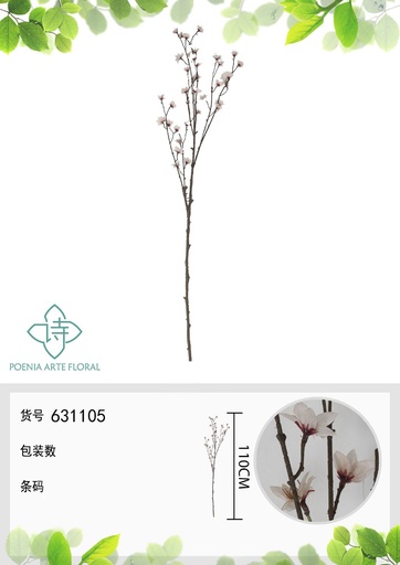 [631105BLANCO] Ramo de flores artificiales de granada de 110 cm - Decoración floral