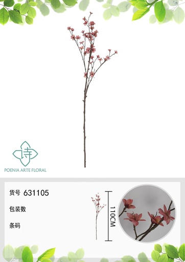 [631105ROSA] Ramo de flores artificiales de granada de 110 cm - Decoración floral