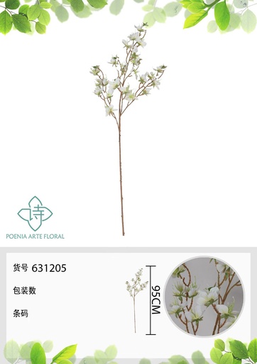 [631205BLANCO] Ramo de flores artificiales de jazmín grande de 95 cm - Decoración floral