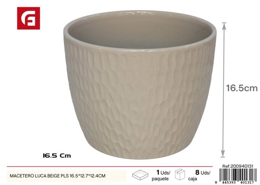 [200940131] Macetero Luca beige PLS 16.5x12.7x12.4 cm - Macetas para el hogar
