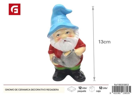 [190313853] Gnomo de cerámica decorativo en forma de regadera - Decoración de jardín