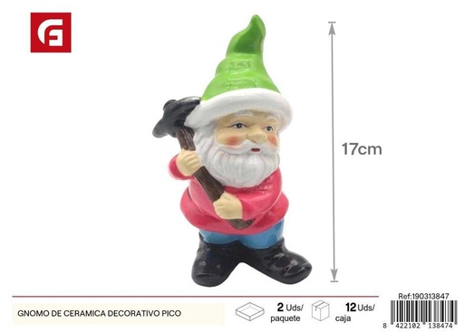 [190313847] Gnomo de cerámica decorativo pico - Accesorios de jardín y decoración