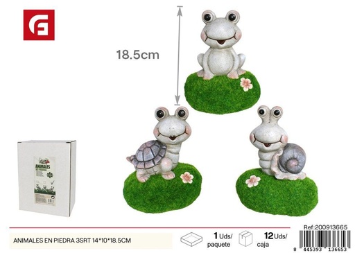 [200913665] Animales en piedra 3 surt. 14x10x18.5 cm - Adornos decorativos de jardín