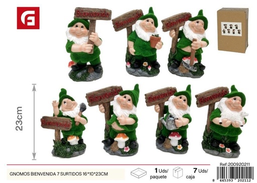 [200920211] Gnomos de bienvenida surtidos 16x10x23 cm - Decoración de jardín