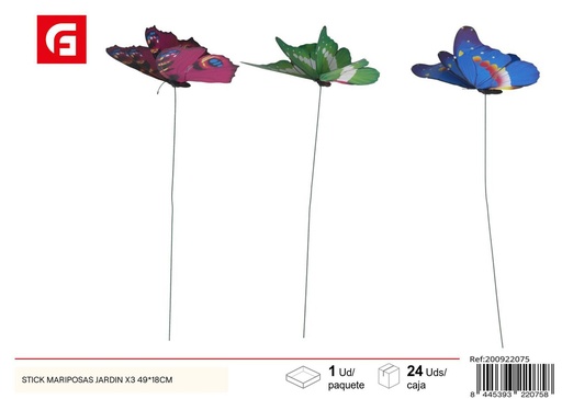 [200922075] Stick mariposas jardín x3 49x18 cm - Decoraciones luminosas para jardín