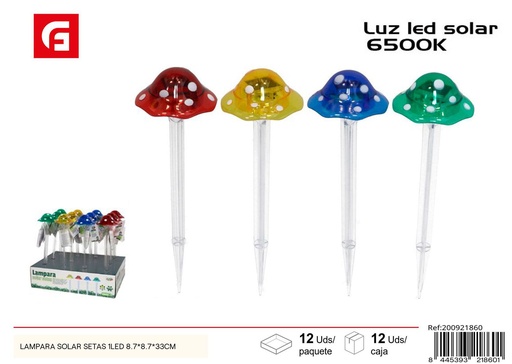 [200921860] Lámpara solar setas 1 LED 8.7x8.7x33 cm - Decoración luminoso para jardín