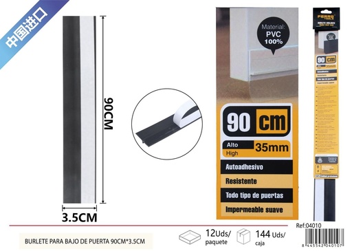 [04010] Burlete para bajo de puerta 3.5*90 cm negro - Accesorios de ferretería