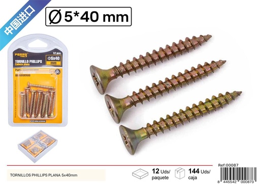 [00087] Tornillos Phillips plana 5*40 mm - Accesorios de ferretería
