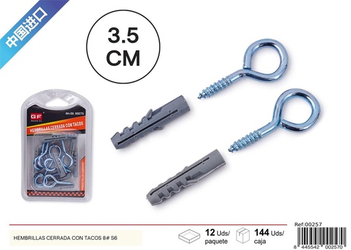 [00257] Hembrillas cerradas con tacos 8#+S6 - Accesorios de ferretería