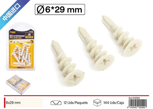 [00299] Taco autoperforante E6 - Accesorios de ferretería y tacos de expansión