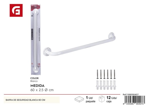 [188090407] Barrra de seguridad blanca 60cm - Accesorios de baño y seguridad