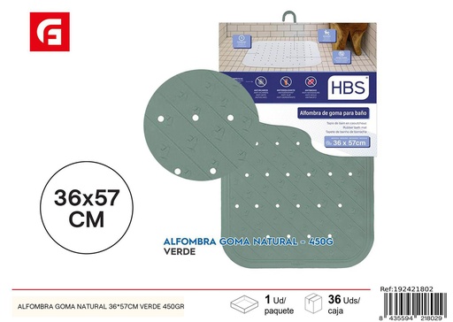 [192421802] Alfombra de goma natural verde de 36x57 cm - Tapete antideslizante para el baño