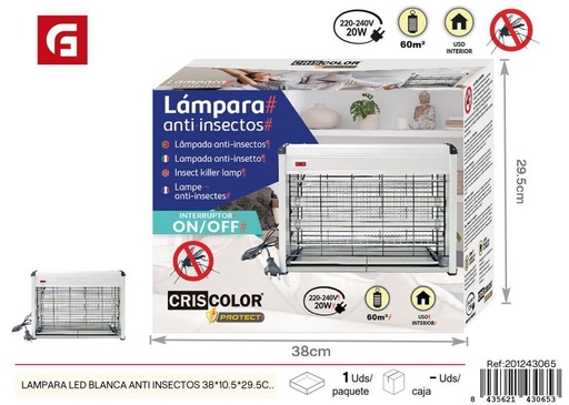 [201243065] Lámpara LED blanca anti insectos 38x10.5x29.5 cm - Productos electrónicos