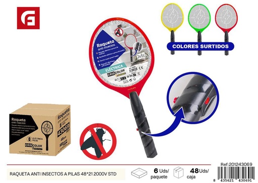 [201243069] Raqueta anti insectos a pilas 48*21 2000V STD - Electrónica y dispositivos anti insectos